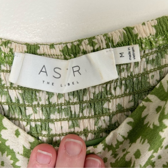 ASTR the Label Green Taupe Ditsy Floral Puffed Sleeve Dress M - Picture 3 of 10